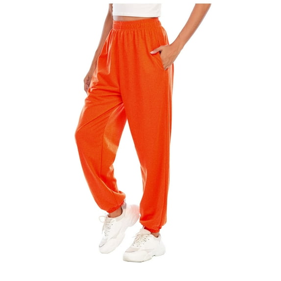Elvqul Joggers for Women Plus Size Orange Sweatpants for Women Under $10 High Waisted Pants