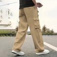 thumbnail image 1 of Vetsdori Cargo Khaki Pants for Men Straight-Leg Outdoor Elastic Waist with Pockets, Workout Pull-on Solid Color Athletic Mens Pants, 1 of 6