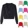 thumbnail image 1 of Elvqul Knit Cardigan for Women Button Down Plus Size Sweaters Solid Color Black Long Sleeve Lightweight Casual Juniors Coats, 1 of 5