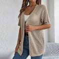 thumbnail image 1 of Elvqul Lace Cardigans for Women Knit Fashion Sweater Women Long Sleeve Soft Solid Outerwear Khaki Hollow Coat Blouses, 1 of 7