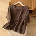 thumbnail image 1 of Elvqul Ladies T Shirts on Coffee Ladies Tops Short Sleeve Loose Cotton Comfortable Round Neck Tops, 1 of 3