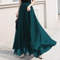 thumbnail image 1 of Elvqul Long Skirts Women Elastic Summer Plain Multi-Layer Dark Blue Full High Waist Everyday Skirts, 1 of 6