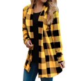 thumbnail image 1 of Elvqul Long Sleeve Cardigans Women Plus Size Lightweight Fall Long Womens Sweater Yellow Plaid Wear Dressy Coat Collared Tops, 1 of 6