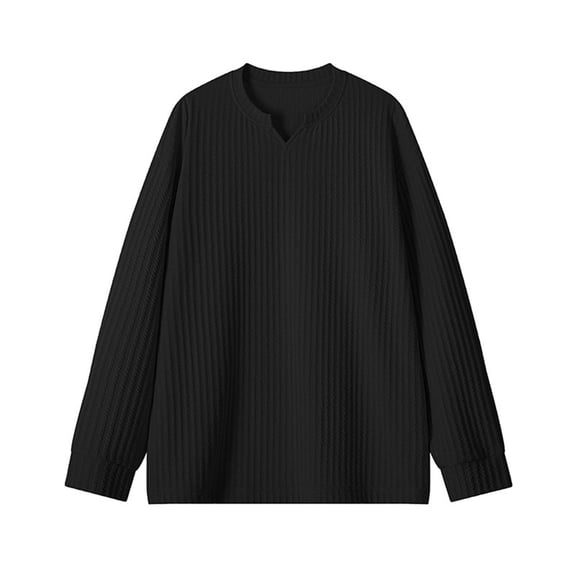 Elvqul Long Sleeve Shirts for Men Black Mens Graphic Pullover Tops Casual Big And Tall V Neck Tee