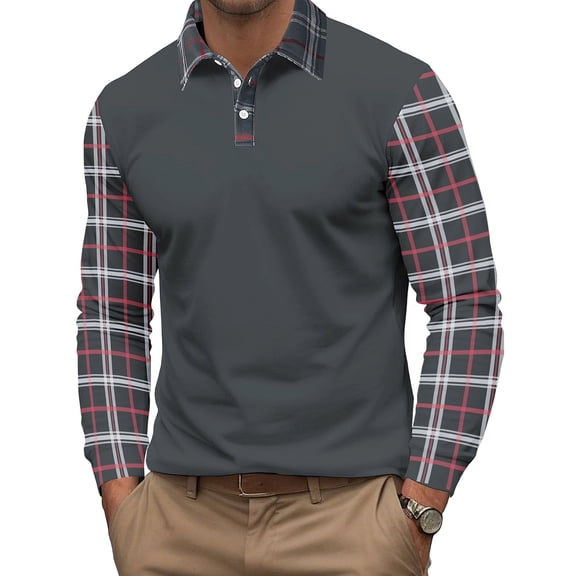 Elvqul Long Sleeve Shirts for Men Gray Mens Plaid Pullover Tops Casual Soft Collared Shirts