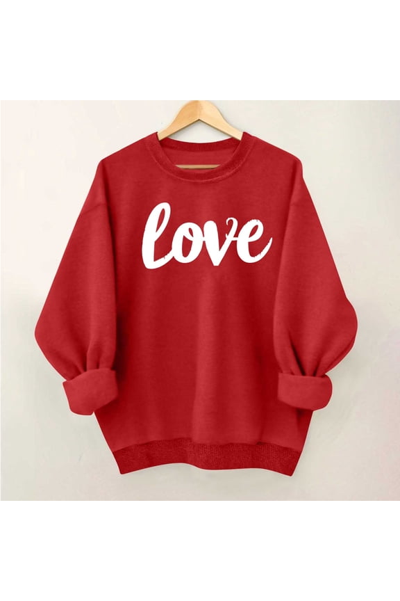 Long Sleeve Sweatshirts for Women Crew Neck Fashion Sweatshirts Loose Spring Valentines Graphic Hoodies Couples Tops Fashion