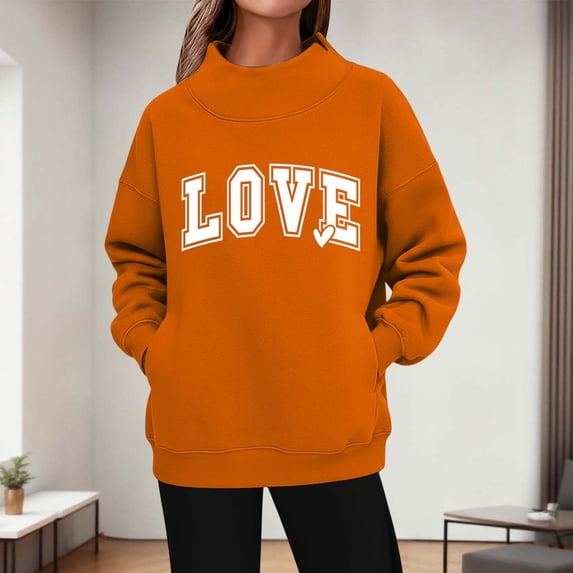 Elvqul Long Sleeve Sweatshirts for Women Plus size Hoodies Sweatshirts Fashionable Pattern Elastic High Neck Fashionable Womens Tops