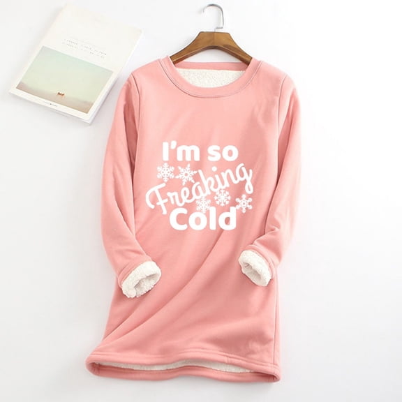 Elvqul Long Sleeve Tops for Women Pullover Thermal Shirts Fleece Undershirts Crewneck Base Womens Tops Pink