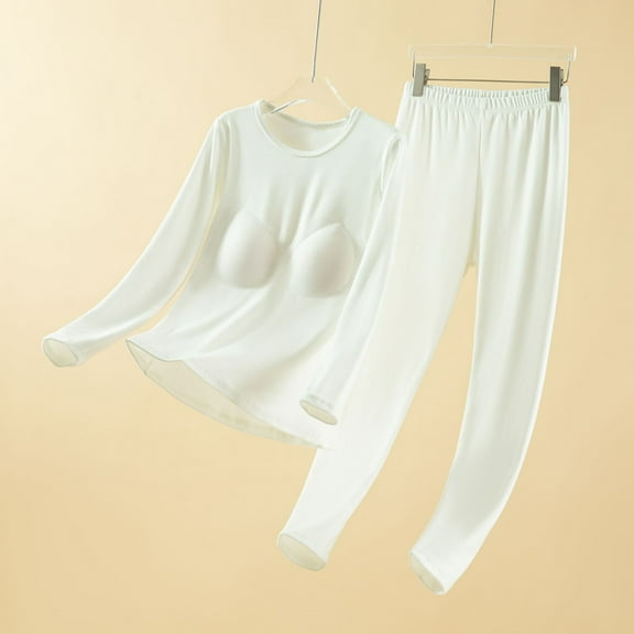 Elvqul Long Sleeve Tops for Women Thermal Shirts Crewneck Underwear Fashion Womens Tops White