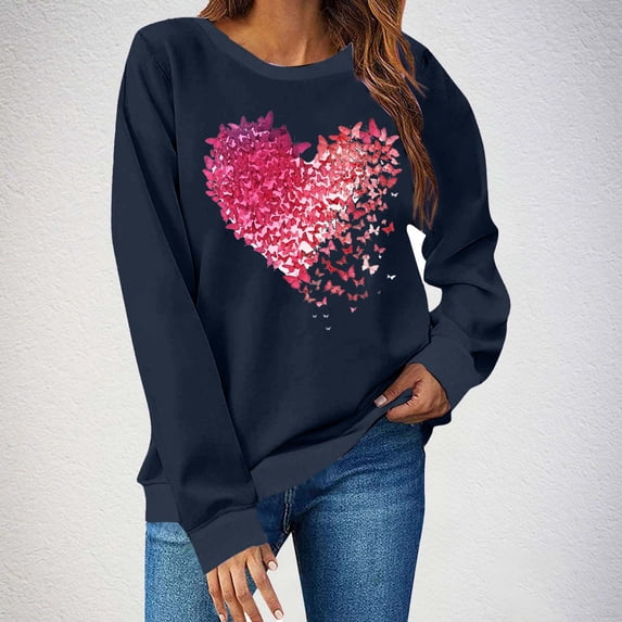Elvqul Loose Sweatshirts for Women Graphic Hoodies Sweatshirts Fashion Long Sleeve Crew Neck Fashionable Womens Tops Pullover