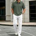 thumbnail image 1 of Elvqul Men's Short Sleeve Shirt and Pants Set with Button Detail for Casual Wear, 1 of 5