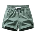 thumbnail image 1 of Elvqul Mens Army Green Shorts Bermuda with Pockets Solid Elastic Waist Pull On Basketball Shorts for Men Drawstrings, 1 of 2