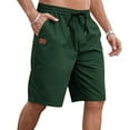 thumbnail image 1 of Elvqul Mens Big and Tall Shorts Flat Front Pull On Army Green Summer Drawstrings Shorts for Men, 1 of 7