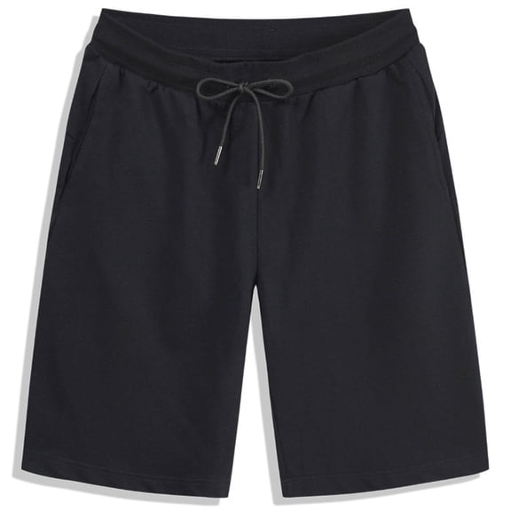 Gymvis Mens Big and Tall Shorts Plain Black Pull On with Pockets Basketball Drawstrings Shorts for Men Elastic Waist