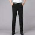 Elvqul Mens Black Dress Pants Work Slim Fit Flat Front Big and Tall