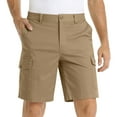 thumbnail image 1 of Elvqul Mens Button Shorts Cargo Khaki Elastic Waist with Pockets Graphic Shorts for Men, 1 of 8