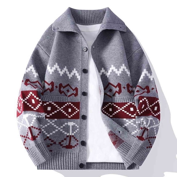 Elvqul Mens Christmas Sweaters Winter Cardigan Casual Sweaters for Men Stretchable
