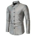thumbnail image 1 of Elvqul Mens Collared Shirts Long Sleeve Breathable Sequin Button up Soft Tees Silver Shirts, 1 of 9