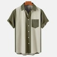 thumbnail image 1 of Elvqul Mens Collared Shirts T Shirt Summer Short Sleeve Stretchy Button Down Dry Fit Striped Tops for Men Pockets, 1 of 4