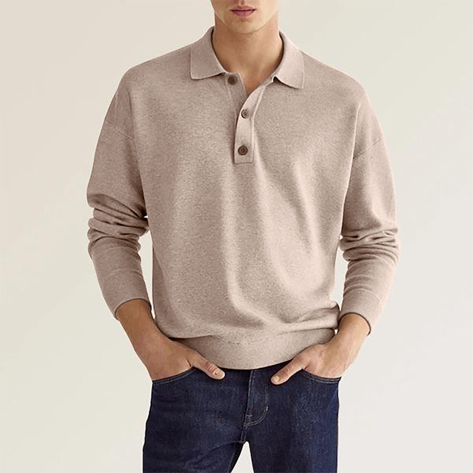 Men’s Stretchable Polo T-Shirt in Light Khaki – Neutral Everyday Comfort