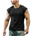 thumbnail image 1 of Elvqul Mens Cotton T-Shirts Workout Casual Tank Tops Big and Tall Plain Sleeveless Crew Neck Design Black Shirts for Men Pullover, 1 of 4
