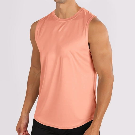 Elvqul Mens Crewneck Tank Top Pullover Undershirts Sleeveless Workout Moisture-Wicking Solid Stretch Shirts for Men Quick Dry