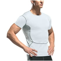 Vetsdori Mens Dry fit T-Shirts Short Sleeve Pullover Sports White Solid Color Crew Neck Fashion Gym Shirts for Men Trendy