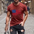 thumbnail image 1 of Elvqul Mens Eagle Shirts Red Pullover Summer Fourth of July T Shirts Independence American Flag Short Sleeve Fashion Shirts for Men Crew Neck, 1 of 5
