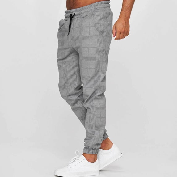Elvqul Mens Elastic Waist Joggers with Pockets Running Atheletic Pants Jooger Relaxed Fit Printed Pants for Men Drawstring