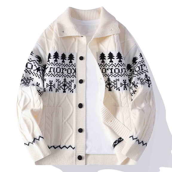Elvqul Mens Fall Sweaters Knit Cardigan Winter Christmas Sweaters for Men Vacation