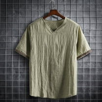 Vetsdori Mens Fashion Shirts Short Sleeve Plain Pullover Dry fit Army Green V-Neck Sports Trendy T-Shirts for Men Athletic