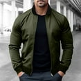 thumbnail image 1 of Elvqul Mens Jackets Big and Tall Zipper Comfortable Coat Plain Clothing Work Long Sleeve Army Green Shirt, 1 of 6