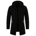 thumbnail image 1 of Elvqul Mens Jackets Peacoat Winter Zipper Big and Tall Black Knit Jackets Solid Fashion Long Sleeve Coat Hooded Pockets Shirts, 1 of 4