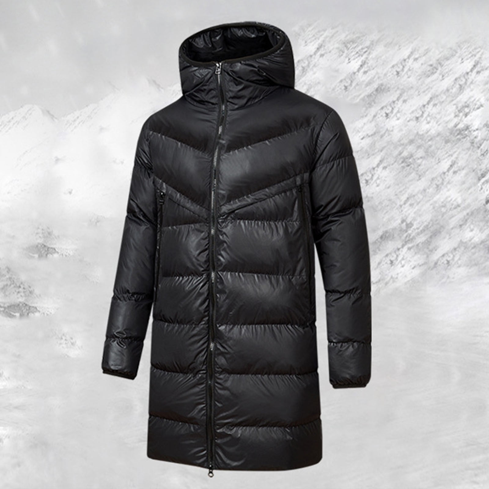 Elvqul Mens Jackets Puffer Zipper Winter Big and Tall Black Fashion