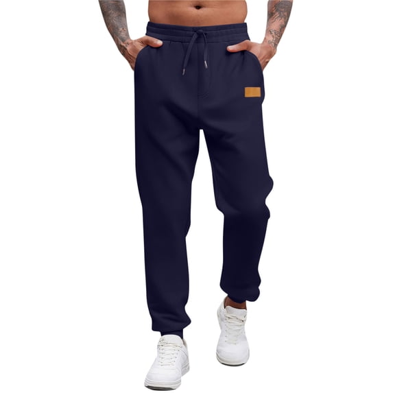 Elvqul Mens Jogger Joggers Elastic Waist Pants Drawstring Holiday Lightweight Solid Trousers for Men Pockets