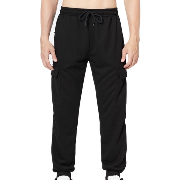 Elvqul Mens Joggers with Pockets Running Relaxed Fit Atheletic Pants Outdoor Workout Jooger Solid Pants for Men