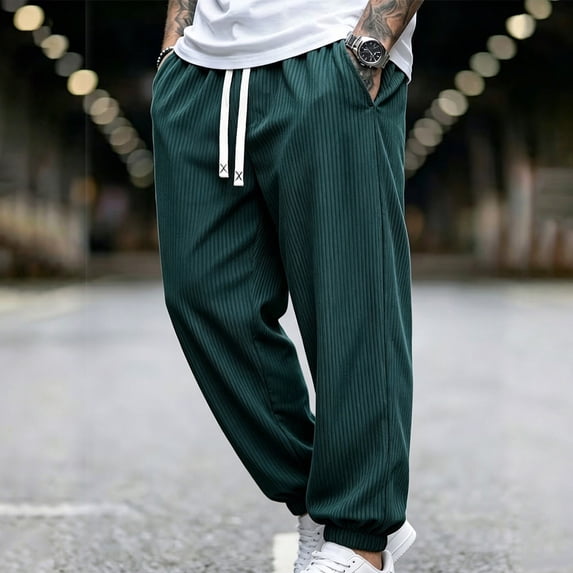 Elvqul Mens Jooger Joggers with Pockets Elastic Waist Atheletic Pants Solid Workout Outdoor Relaxed Fit Pants for Men Drawstring