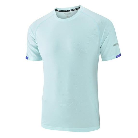 Vetsdori Mens Light Blue Shirts Casual Short Sleeve Pullover Sports Athletic Round Neck Solid Color T-Shirts for Men Slim