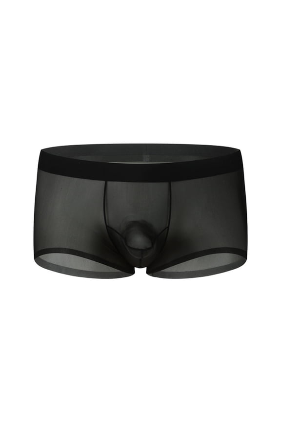 Mens Low-Rise Underwear Boxers Pull-On Plain Black Ice Silk Quick Dry Underpants for Men Hombre