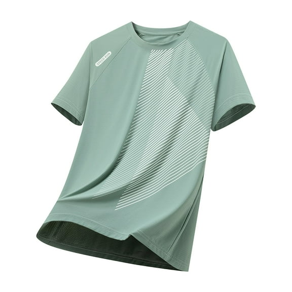 Vetsdori Mens Moisture-Wicking Shirts Gym Green Pull on Plain Workout Crew Neck Dry Fit Short Sleeve T-Shirts for Men Travel
