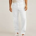 thumbnail image 1 of Vetsdori Mens Outdoor Big and Tall Pants Straight-Leg Durable Pullover Daily Solid White Stylish Gift Pants for Men Loose, 1 of 6
