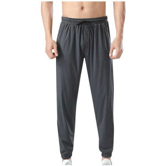 Elvqul Mens Pants Big and Tall Elastic Waist Long Pants with Pocekts for Men Pull On Drawstring Trousers Loose Workout Solid Mens Relaxed Fit