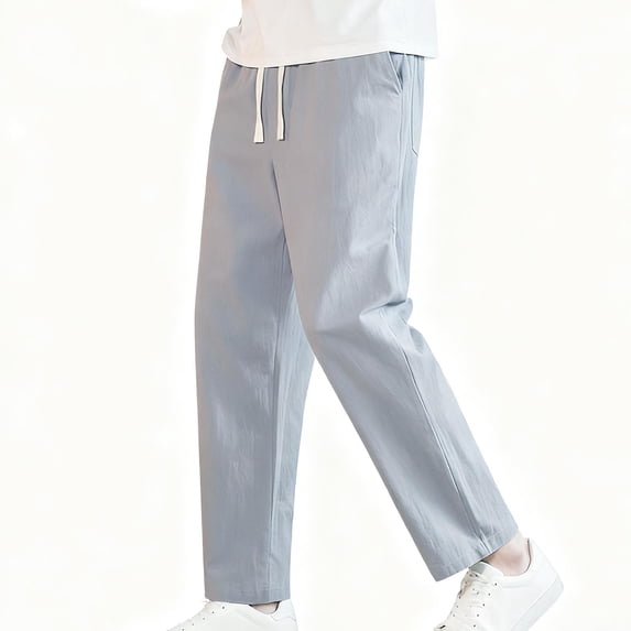 Elvqul Mens Pants Big and Tall Long Pants with Pocekts for Men Workout Trousers Pull On Drawstring Solid Mens Relaxed Fit