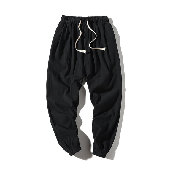 Elvqul Mens Pants Big and Tall Mens Long Pants with Pocekts Workout Trousers Drawstring Pull On Loose Straight Leg Solid Relaxed Fit for Men
