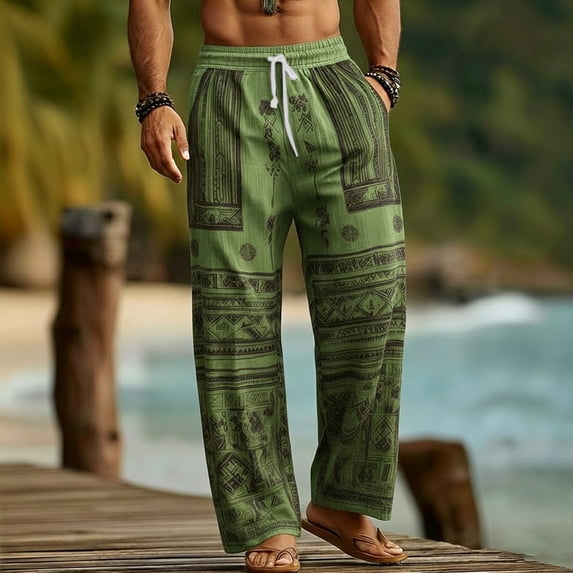 Elvqul Mens Pants Big and Tall Outdoor Long Pants for Men Drawstring Open Bottom Pants with Pockets Elastic Waist Lounge Casual Pull On Funny Graphic