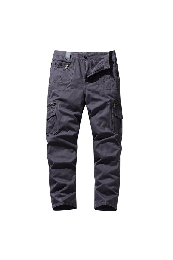 Mens Pants Big and Tall Cargo Casual Zipper Gray Pockets Cotton Mens Pants Pants