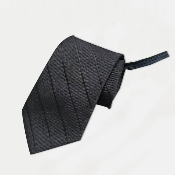 Elvqul Mens Plain Necktie Club Business Party Wedding Zipper Black Tie