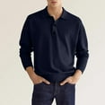 thumbnail image 1 of Elvqul Mens Polo Shirts Long Sleeve Navy Collared Pullover Cotton Breathable Tops Plain Fall Shirts, 1 of 8