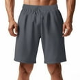 thumbnail image 1 of Elvqul Mens Pull On Shorts Dark Gray Elastic Waist Gym Bermuda Athletic Casual Shorts for Men Plain, 1 of 8