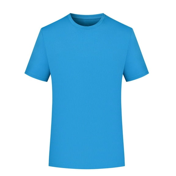 Vetsdori Mens Shirts Casual Blue Pullover Short Sleeve Plain Dry fit Breathable Round Neck T-Shirts for Men Stylish